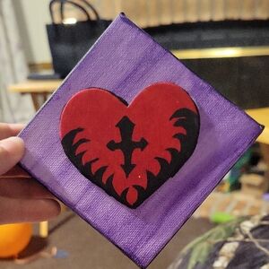 Purple Canvas with Red Heart Design